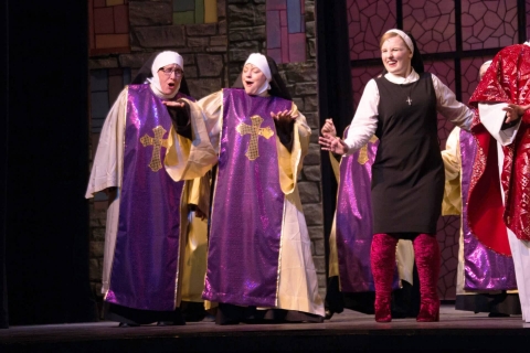 Sister Act Broadway musical costume rentals - nuns sparkle habits for finale - Stagecraft Theatrical Rental - 800-499-1504