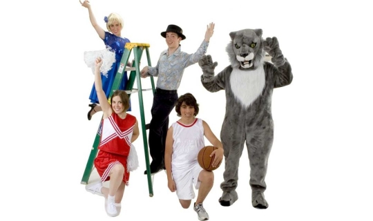 Rental Costumes for High School Musical - Sharpay Evans, East High School Cheerleader, Ryan Evans, Troy Bolton in his East High School Basketball uniform, East High School Wildcat Mascot