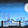 Graveyard with full moon backdrop is ideal for production of the Addams Family