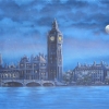 The quiet London Skyline at Night backdrop is used in productions of Mary Poppins and Peter Pan