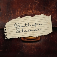 death of a salesman handwritten on a torn piece of paper sitting on an old brown leather briefcase