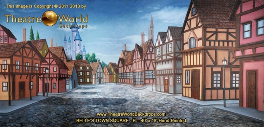 Belle's Town Square - B Scenic Backdrop Belle's Town Square - B Scenic Backdrop