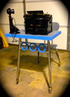 Stenog Desk with stick phone and typewriter
