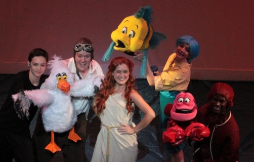 Ariel "sail" dress, Flounder, Scuttle and Sebastian