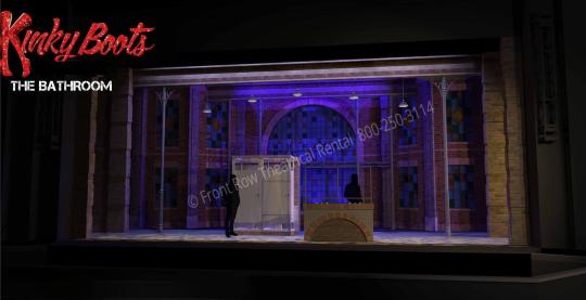 Kinky Boots musical broadway set design rental - bathroom - front row theatrical - 800-250-3114