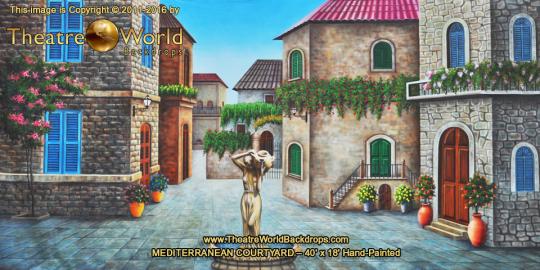 Mediterranean Courtyard Scenic Backdrop