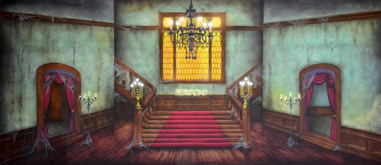 The Haunted Mansion Interior Backdrop is a must when your show is the Addams Family