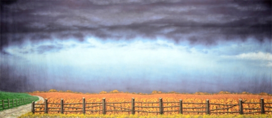 Kansas Farm backdrop by Grosh Backdrops is used in productions of The Wizard of Oz and Seven Brides for Seven Brothers