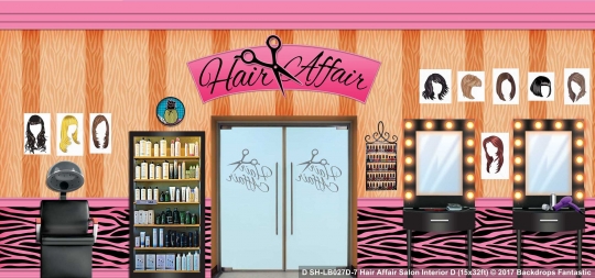 Hair Affair Salon Interior D SH-LB027D-7 15x32 Legally Blonde Backdrop Rental