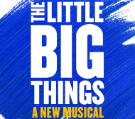 Blue background in brush strokes with white text.