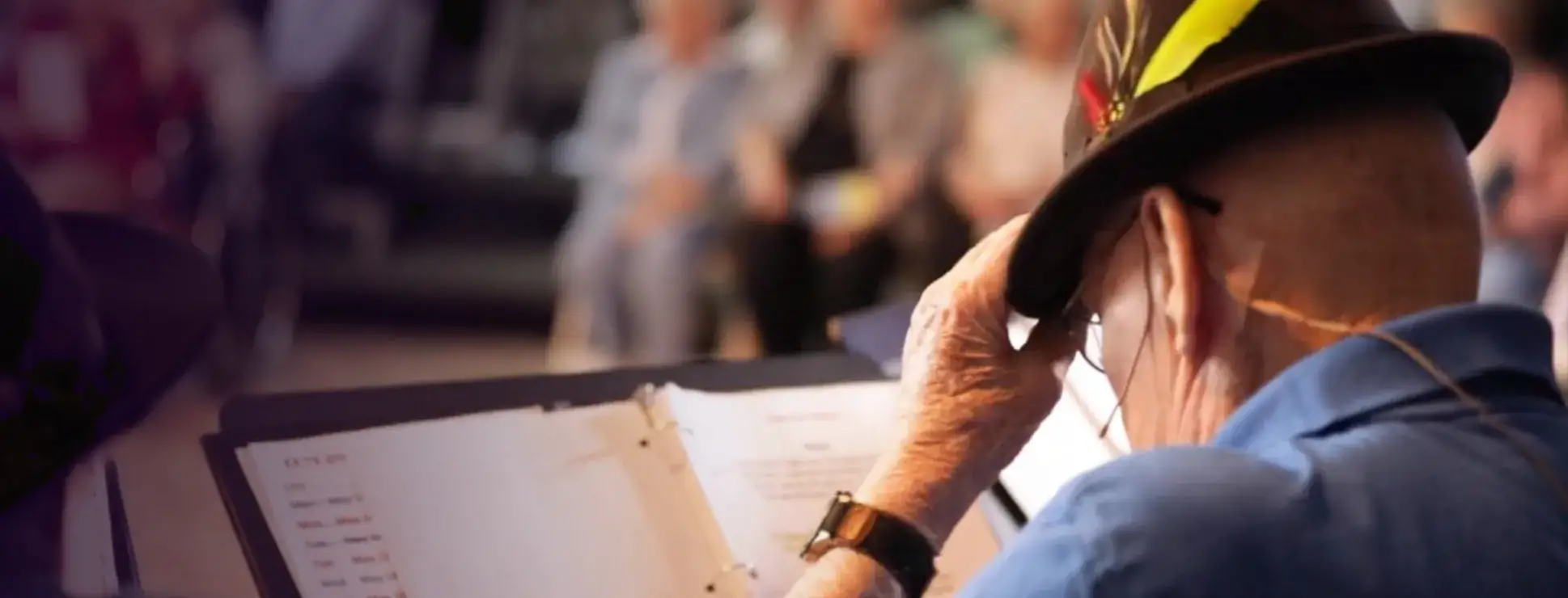 Broadway Senior actor reading a script