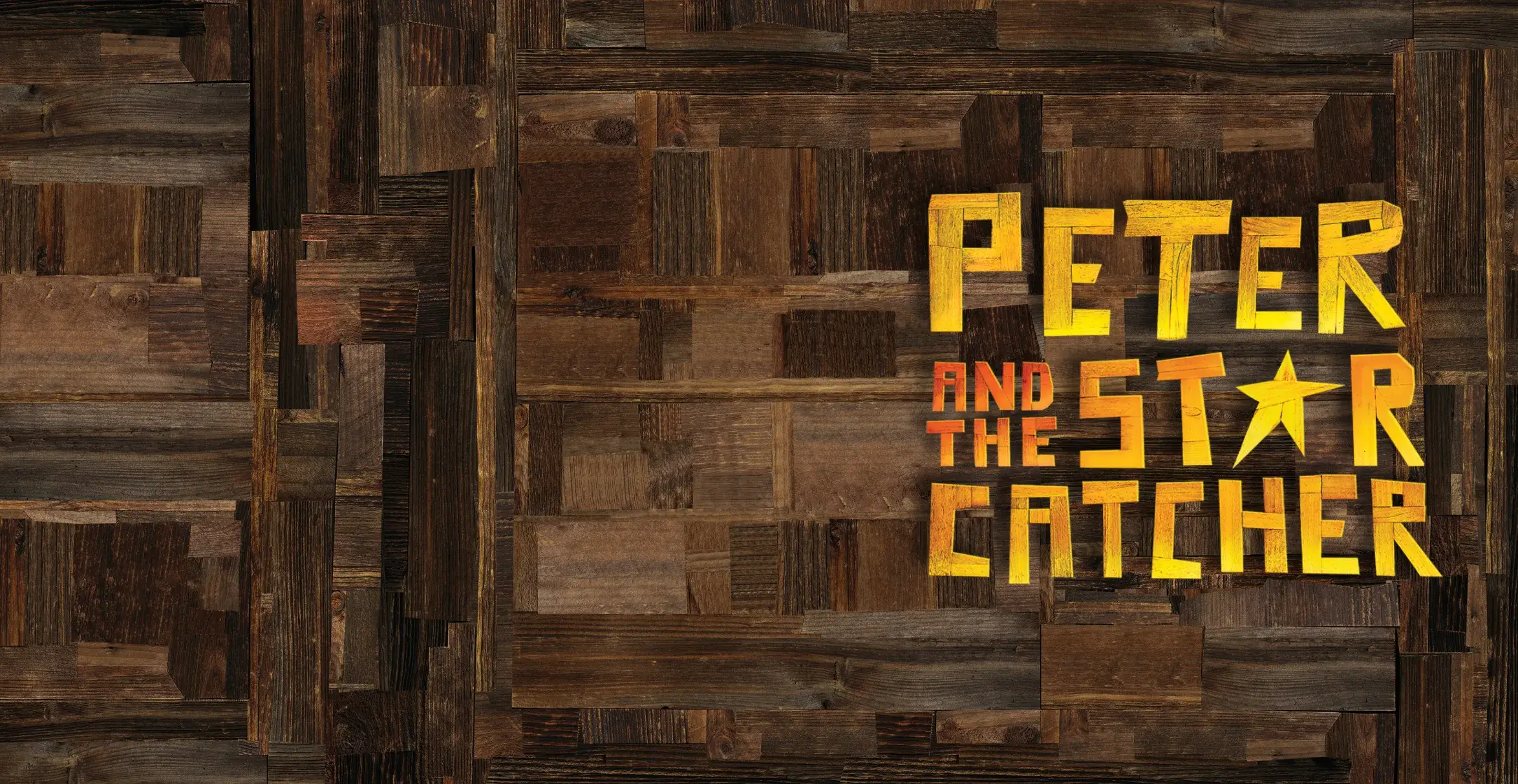 brown timber background with yellow wood letters of the title