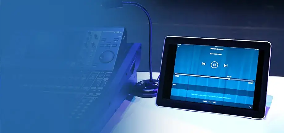 ipad connected to a sound desk