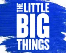 Blue brush strokes with 'The little Big Things' in white text. 