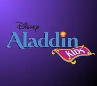 Disney's Aladdin KIDS on a purple and black gradient background