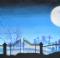Graveyard with full moon backdrop is ideal for production of the Addams Family