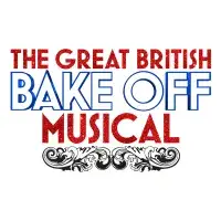 The Great British Bake Off Musical logo in red and blue with traditional flourish beneath