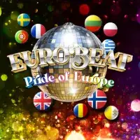 Eurobeat logo disco ball surrounded by country flags