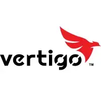 The word Vertigo in black followed by a stylized bird in red on a white background