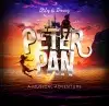 Pirate ship at dusk with Wendy and Peter. Text over the top reads Stiles & Drewe's Peter Pan A Musical Adventure.
